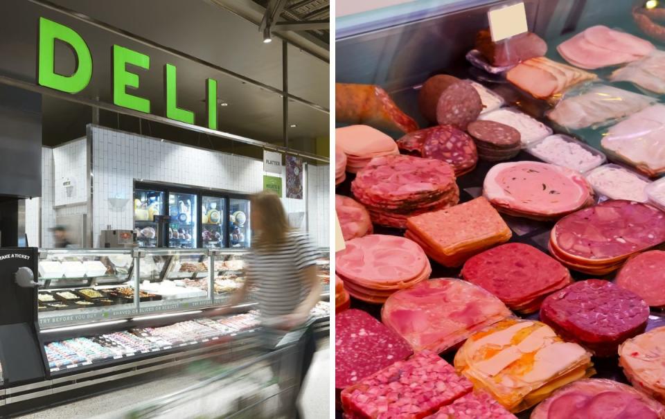 (left) Marketing image of a Woolworths Deli. Source: Facebook/Cranbourne West Shopping Centre

(right) High Angle View Of Various Meats Seen Through Glass At Store - stock photo Source: Getty Images 


