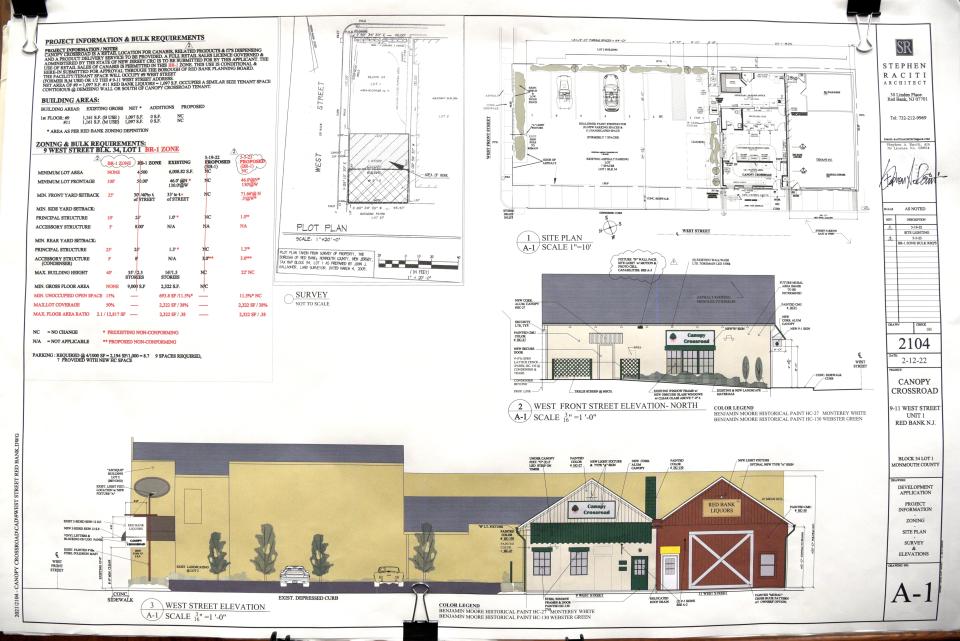 Site plans for Canopy Crossroad, a cannabis store proposed to be located at 11 West St.