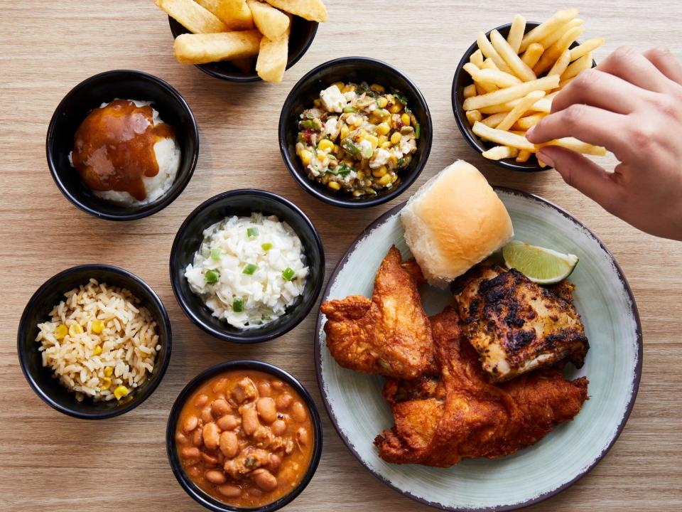 The hero of the Pollo Campero menu is the chain's thinly-breaded pressure cooked bone-in chicken.