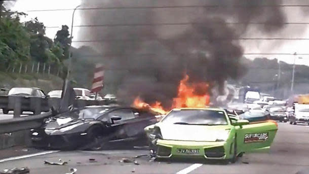 Three burning Lamborghinis in Malaysia