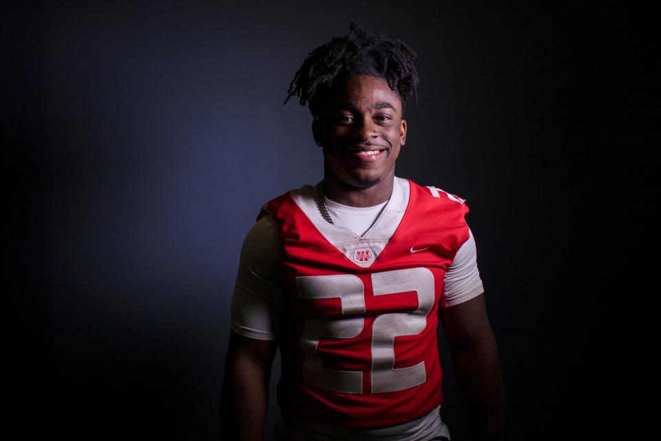 Williston High School Red Devils running back and linebacker Kyree Edwards poses during the high school football media day at the Hotel Indigo in Gainesville, Fla., on Monday, July 18, 2022. (Lawren Simmons/Special to the Sun)