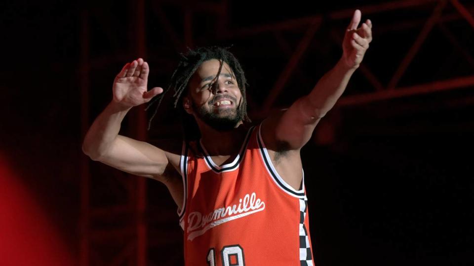 J. Cole performs at the Dreamville Music Festival at Raleigh, N.C.’s Dix Park Saturday, April 6, 2019.