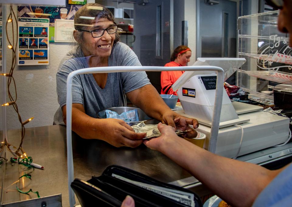 Barbara Hutchison works parttime in  the ARC cafeteria at the Palm Beach Habilitation Center, and sleeps at a shelter at night.