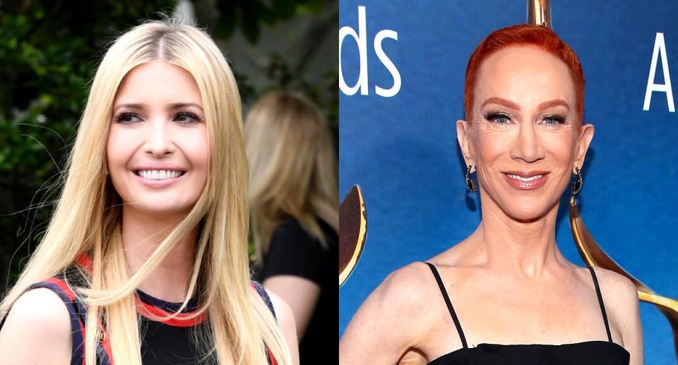 Kathy Griffin is slamming Ivanka Trump for a tweet about the death of designer Kate Spade. (Photos: Getty Images)