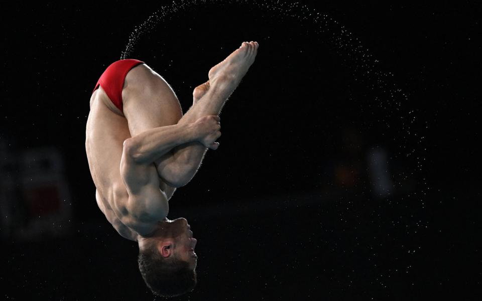 England's Jordan Houlden won silver in the men's 3m springboard final. - AFP