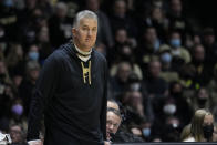 Purdue head coach Matt Painter watches as his team plays Northwestern in the second half of an NCAA college basketball game in West Lafayette, Ind., Sunday, Jan. 23, 2022. Purdue won 80-60. (AP Photo/AJ Mast)