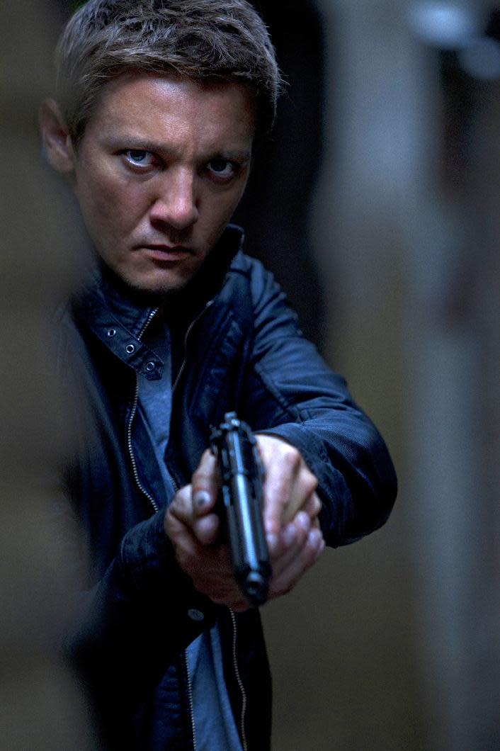 This film image released by Universal Pictures shows Jeremy Renner as Aaron Cross in a scene from "The Bourne Legacy." (AP Photo/Universal Pictures, Mary Cybulski)