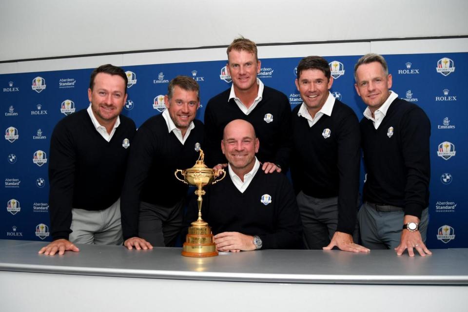 Dream team | Captain Bjorn (centre) with his vice-captains (left to right) McDowell, Westwood, Karlsson, Harrington and Donald (Getty Images)
