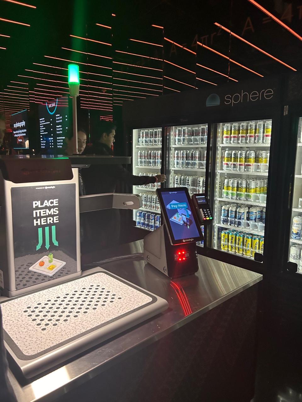 Automated cash register for drinks at the Las Vegas Sphere