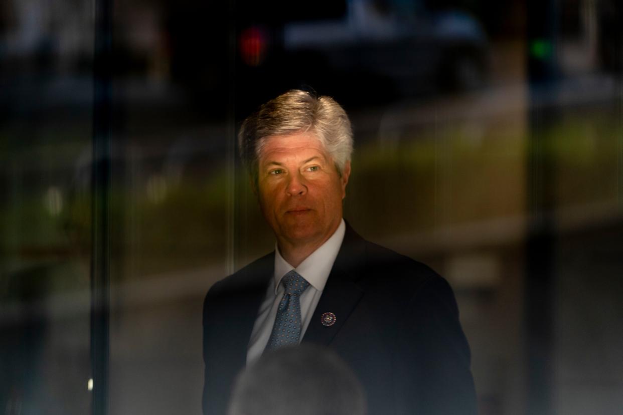 U.S. Rep. Jeff Fortenberry (R-Neb.) arrives at the federal courthouse for his trial in Los Angeles on March 16, 2022.