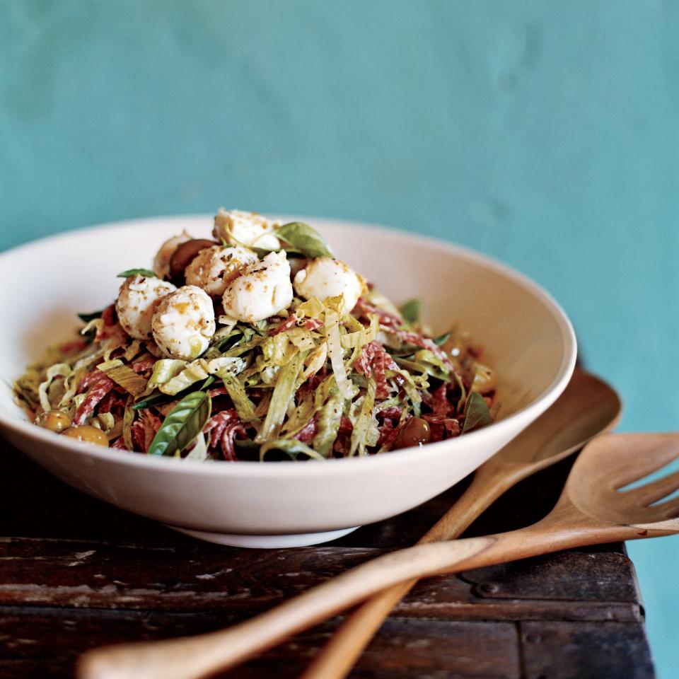 Antipasto Salad with Bocconcini and Green-Olive Tapenade