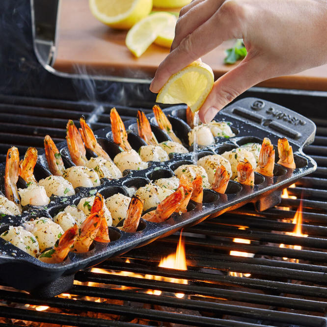 Crate&Barrel Cast Iron Shrimp Grill Pan » Gadget Flow