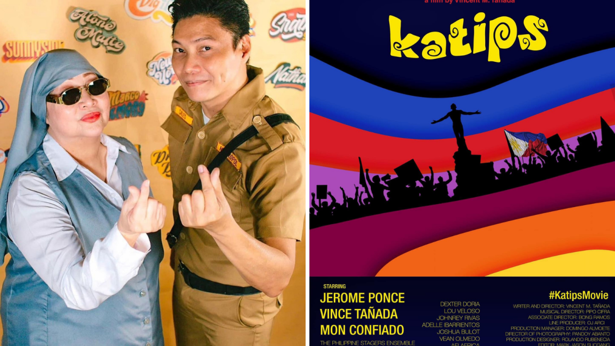 FILE PHOTO: Dexter Doria (left) and Mon Confiado; Katips movie poster (right)