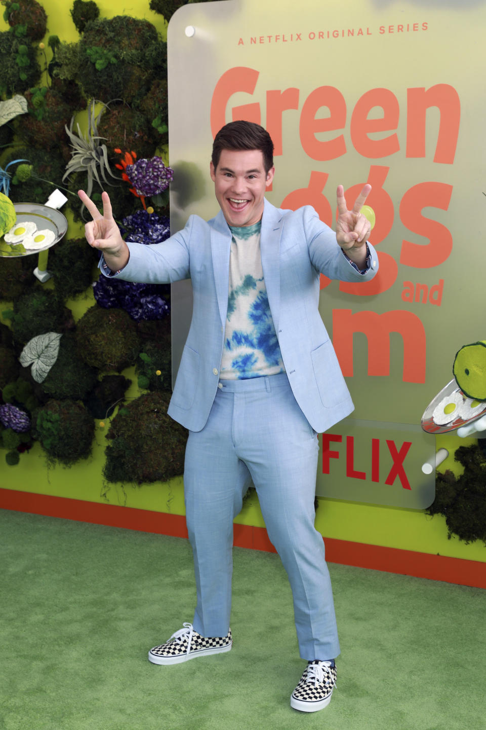 FILE - Adam Devine attends the premiere of Netflix's "Green Eggs and Ham," at the Hollywood American Legion Post 43, Sunday, Nov. 3, 2019, in Los Angeles. Devine turns 39 on Nov. 7. (Photo by Mark Von Holden /Invision/AP, File)