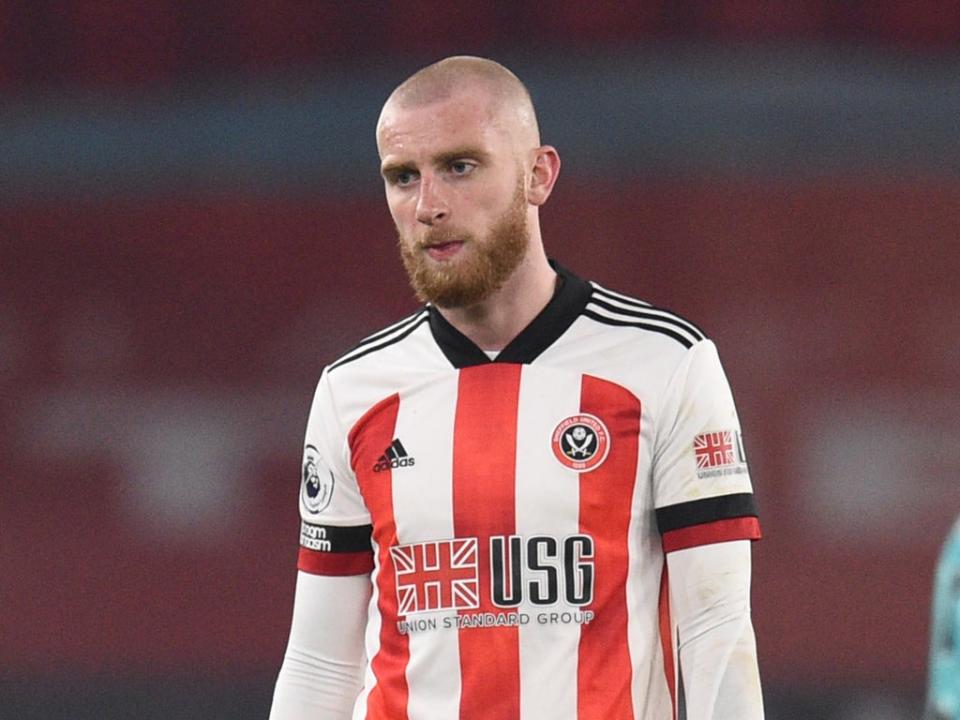Sheffield United striker Oli McBurnie appears to have stamped on a Nottingham Forest fan  (Getty Images)