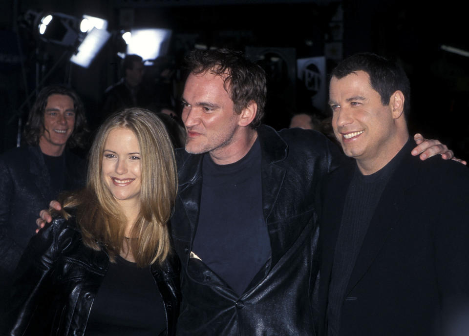 HOLLYWOOD - MAY 10:   Actress Kelly Preston, filmmaker Quentin Tarantino and actor John Travolta attend the "Battlefield Earth" Hollywood Premiere on May 10, 2000 at Mann's Chinese Theatre in Hollywood, California. (Photo by Ron Galella, Ltd./Ron Galella Collection via Getty Images) 