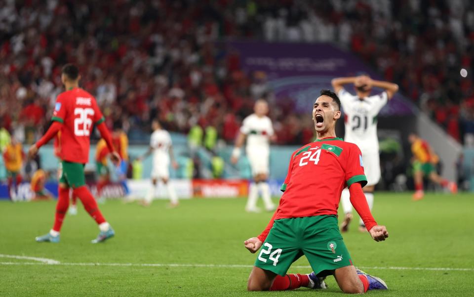 Badr Benoun of Morocco celebrates after the team's victory during the FIFA World Cup Qatar 2022 quarter final - GETTY IMAGES