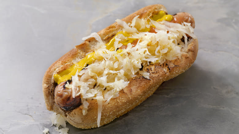 hot dog with sauerkraut