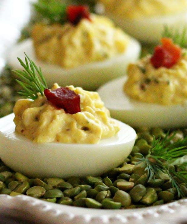<p><strong>Get the recipe: <a href="https://www.melissassouthernstylekitchen.com/bacon-dill-deviled-eggs/" rel="nofollow noopener" target="_blank" data-ylk="slk:Bacon Dill Deviled Eggs;elm:context_link;itc:0;sec:content-canvas" class="link ">Bacon Dill Deviled Eggs</a></strong></p><p>Melissa's Souuthern Style Kitchenn</p>