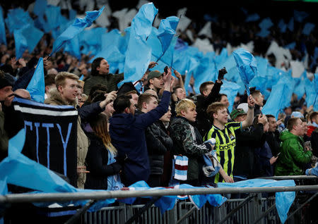 Soccer Football - Carabao Cup Final - Arsenal vs Manchester City - Wembley Stadium, London, Britain - February 25, 2018 Manchester City fans Action Images via Reuters/Carl Recine