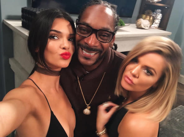 Khloé Kardashian, with two of her guests from the first episode of her new show, Kocktails With Khloé: “Got Uncle @snoopdogg on #KocktailsWithKhloe This weds on FYI” -@khloekardashian