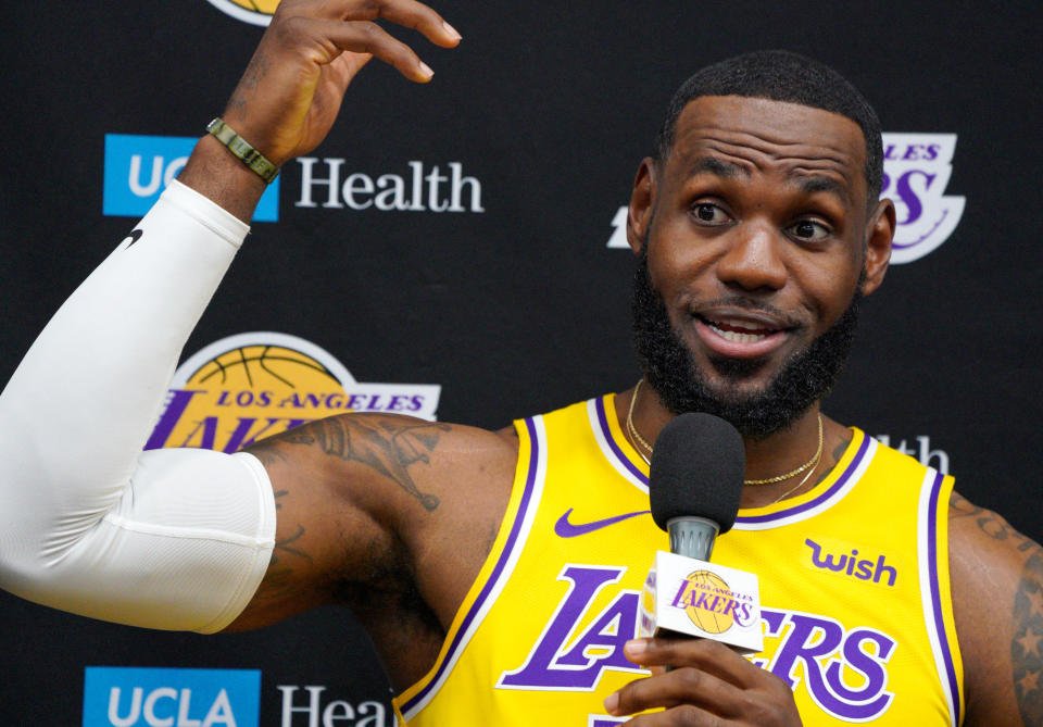 LeBron James witnessed a momentous occasion when Calif. governor Gavin Newsom stopped by "The Shop" to sign SB206 into law. (Photo by Scott Varley/MediaNews Group/Torrance Daily Breeze via Getty Images)