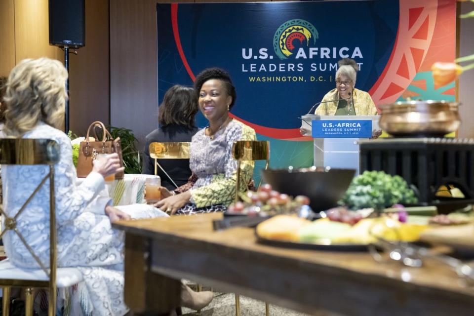 Historian and author Jessica Harris delivers remarks at a brunch with spouses of the U.S.-Africa Leaders Summit Dec.15, 2022, at the National Museum of African American History in Washington, D.C. (Official White House Photo by Erin Scott)