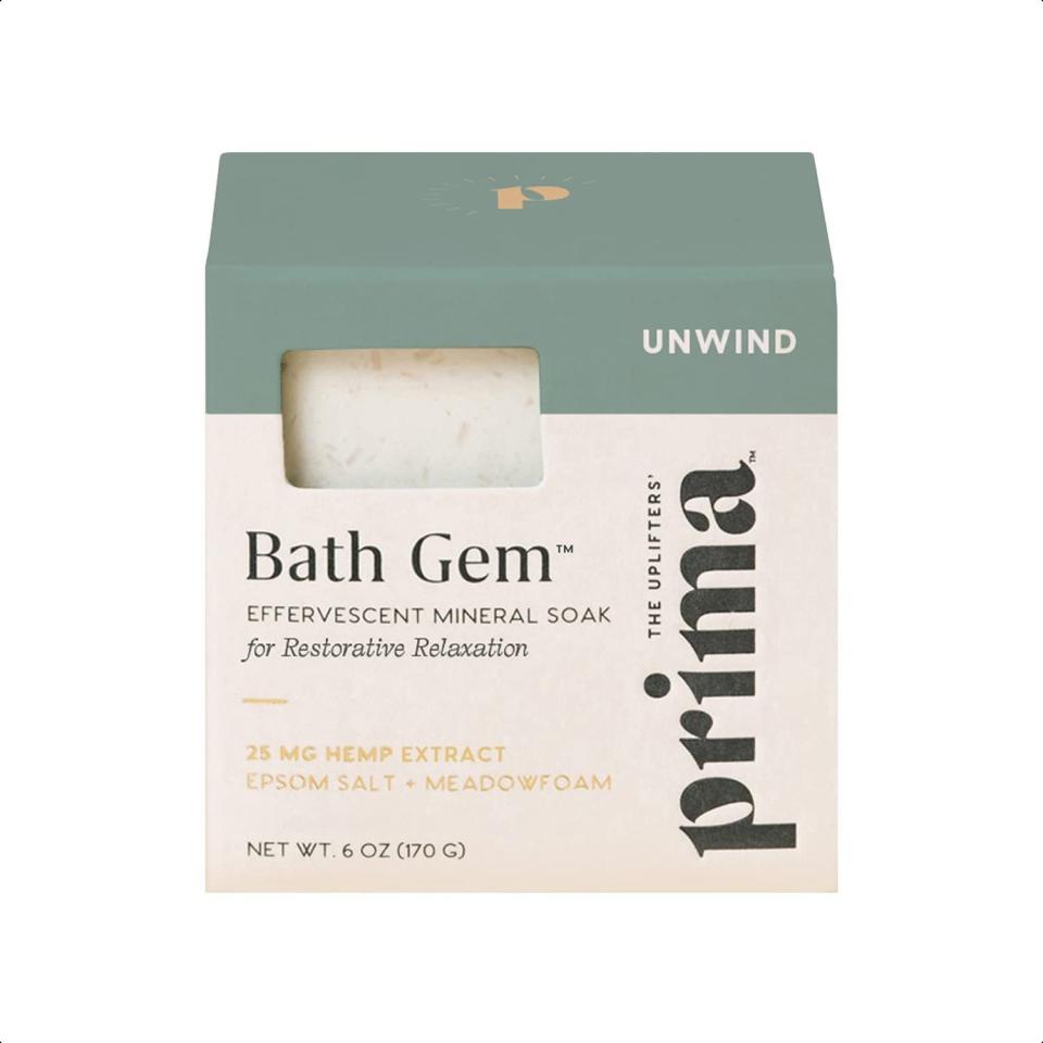 1) Unwind Bath Gem 25mg CBD Bath Soak for Restorative Relaxation