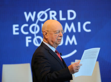 Founder and Executive Chairman of the World Economic Forum (WEF) Klaus Schwab attends a news conference ahead of the Davos annual meeting in Cologny near Geneva, Switzerland January 15, 2019. Picture taken January 15, 2019. REUTERS/Denis Balibouse