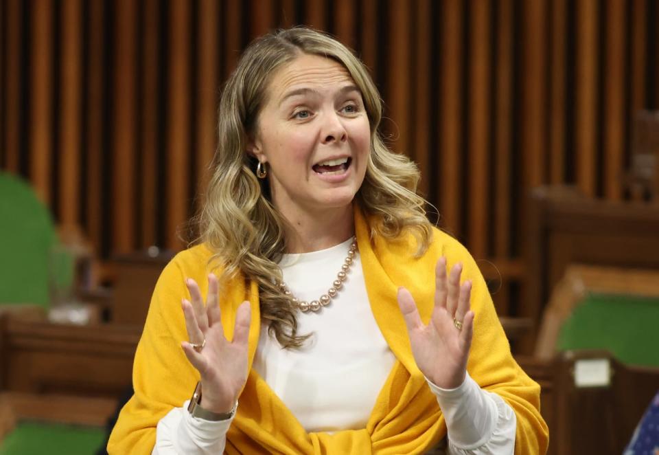 Minister of Families, Children and Social Development Jenna Sudds rises during Question Period in the House of Commons on Oct. 16, 2023.