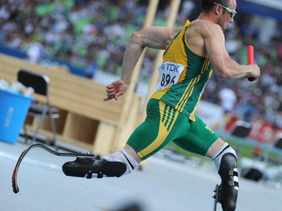 Pistorius was a double-amputee runner and multiple Paralympic champion once hailed as an inspirational figure (GETTY IMAGES)