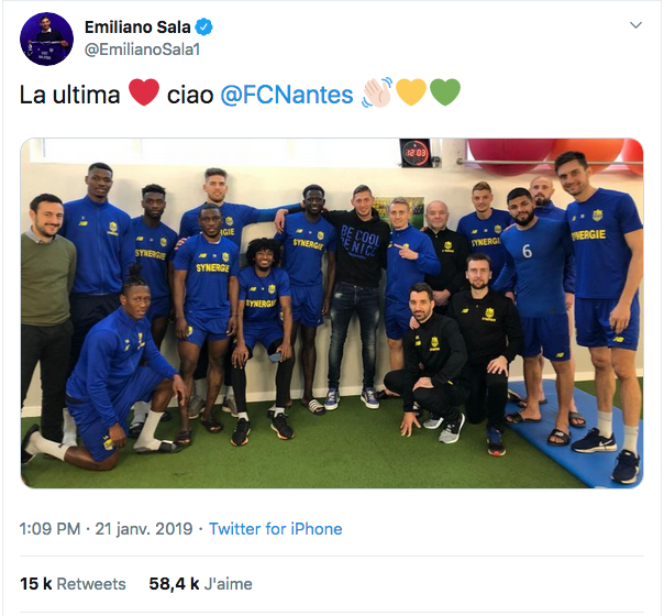 Le dernier tweet d'Emiliano Sala