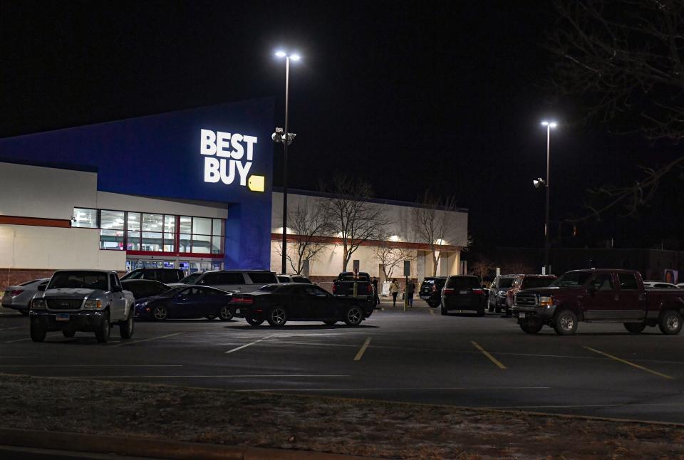 The Best Buy parking lot shows a scattering of cars about 30 minutes after the store opened at 6 a.m. on Black Friday morning, November 25, 2022, in Sioux Falls.