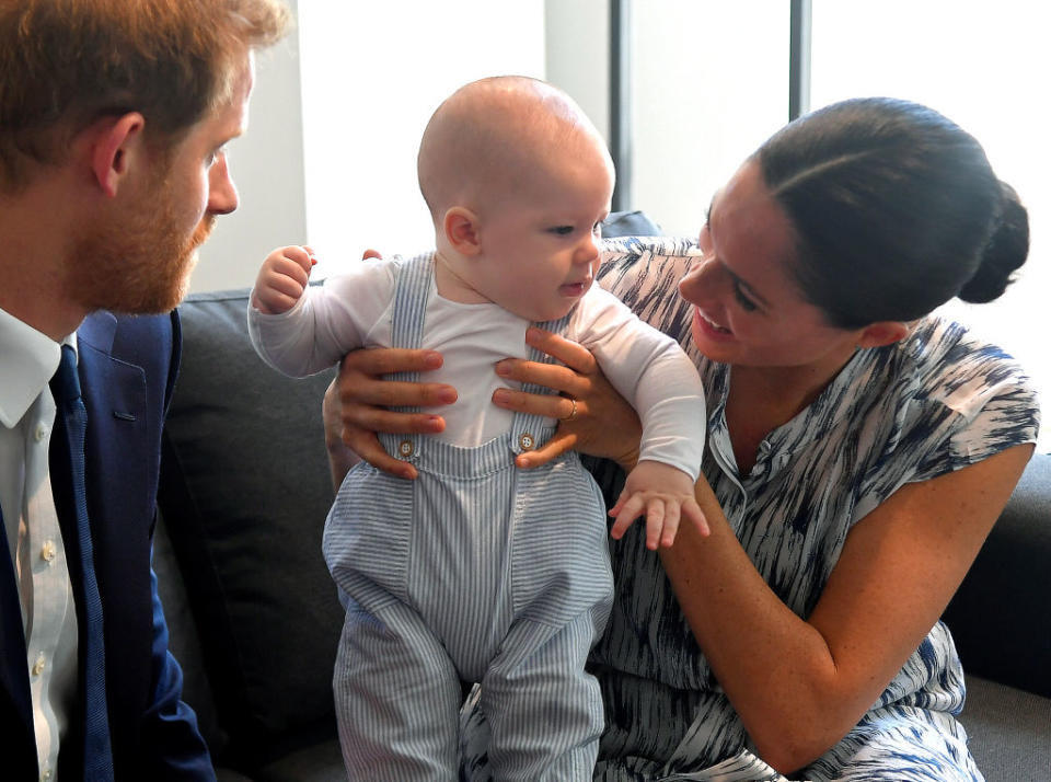 Stock picture of Harry and Meghan with a then baby Archie. (Getty Images)