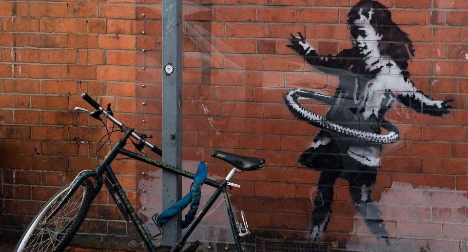 A replacement bicycle forming part of a Banksy mural appeared days after the original mysteriously disappeared.