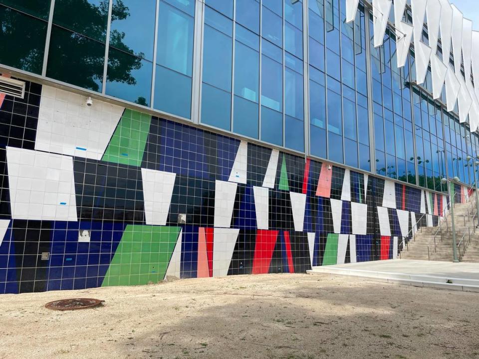 “Morris Lapidus” at the Miami Beach Convention Center. The City of Miami Beach is suing the artist Sarah Morris and the contractors she hired after tiles fell from artwork.