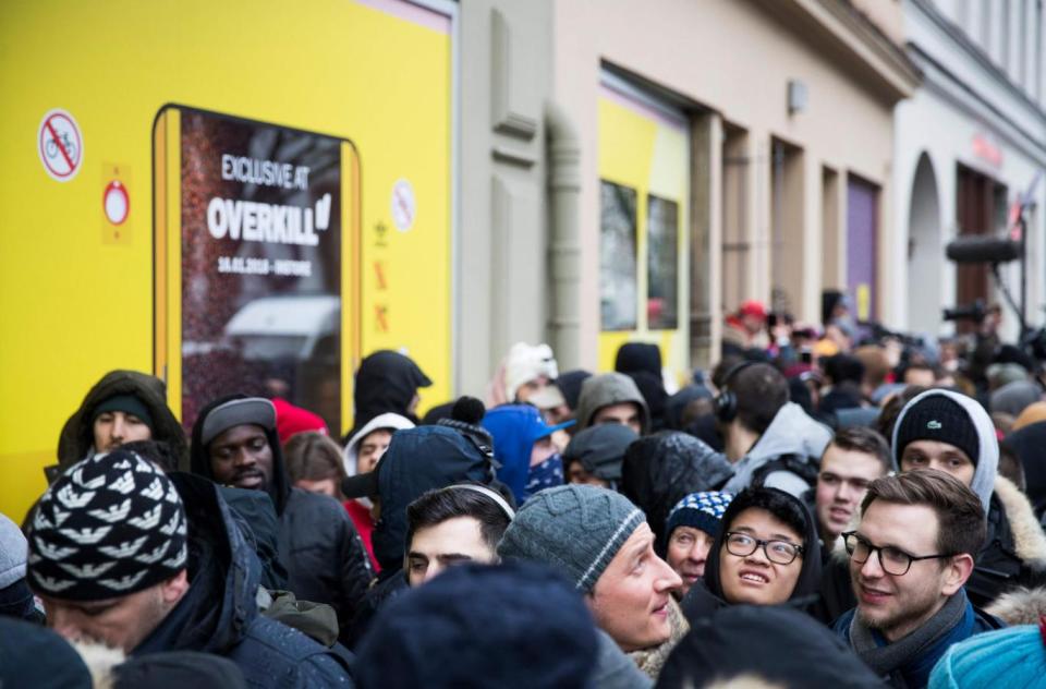 Hundreds of people waited overnight for the shoes (AFP/Getty Images)