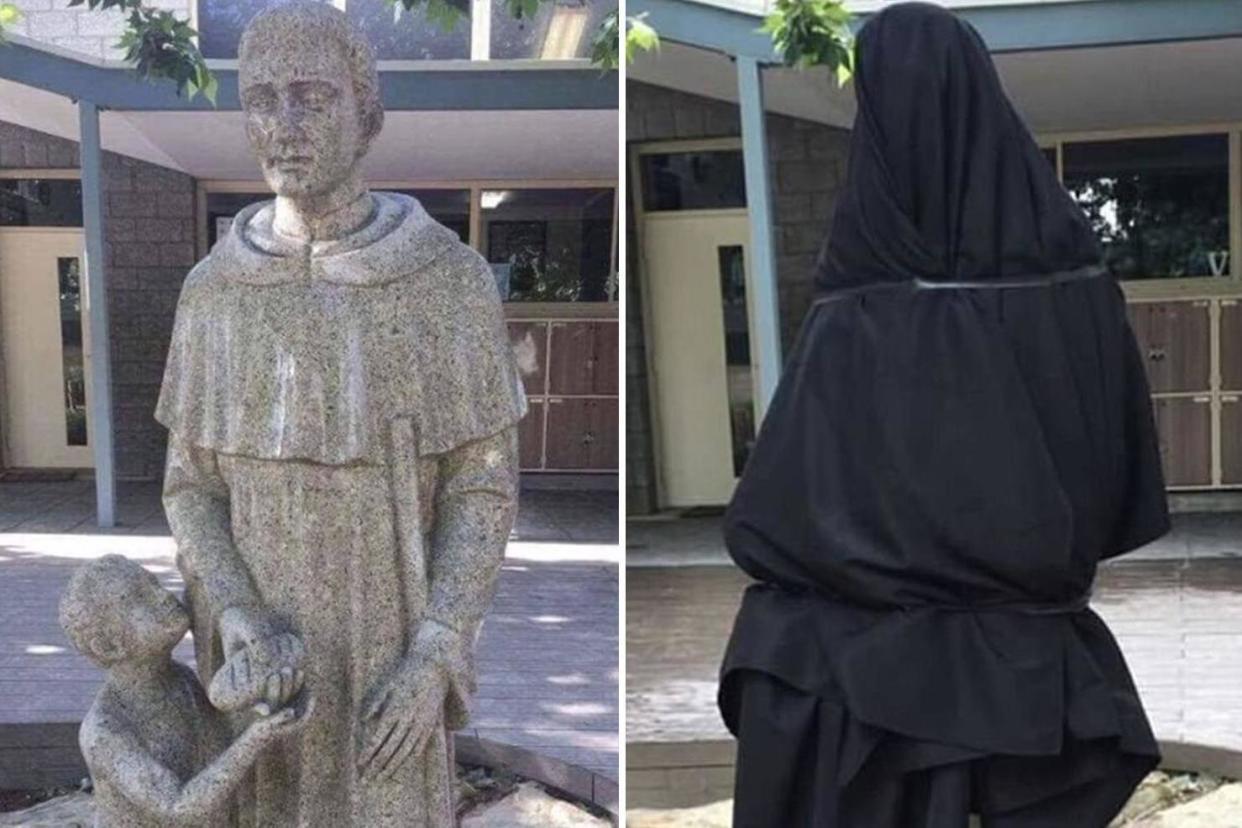 The school were forced to cover up the statue when it caused a stir on social media