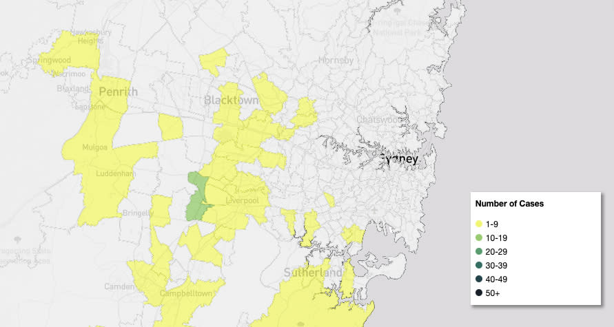 Sydney's coronavirus fight now lies in the city's west and southwest. Source: NSW Health