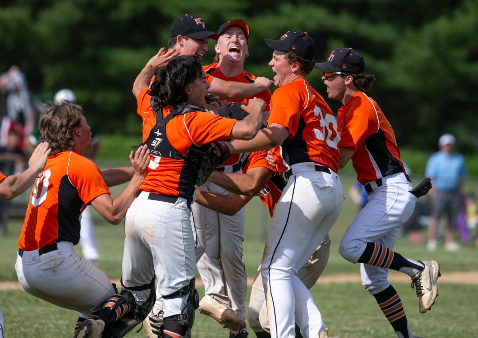 Middletown North celebrates after it won the NJSIAA Central Group 3 championship.