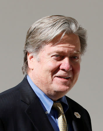 White House Chief Strategist Steve Bannon walks along the colonnade at the White House in Washington, U.S., February 10, 2017. Picture taken February 10, 2017. REUTERS/Jim Bourg