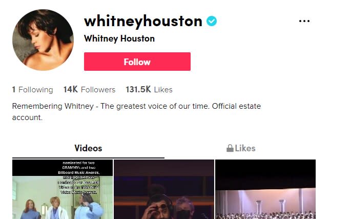 Whitney Houston's official TikTok account