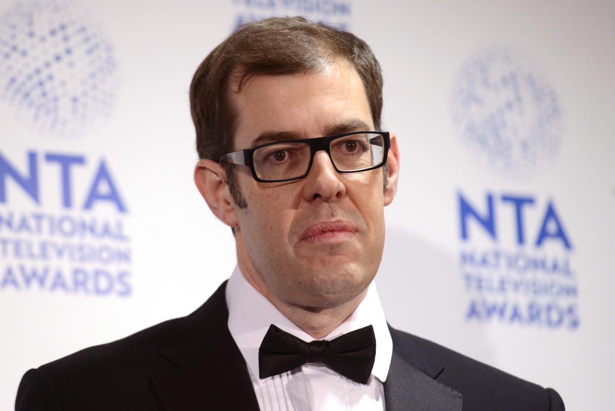 LONDON, ENGLAND - JANUARY 23: Richard Osman poses in front of the winners boards at the National Television Awards 2013 at The O2 Arena on January 23, 2013 in London, England. (Photo by Dave J Hogan/Getty Images)