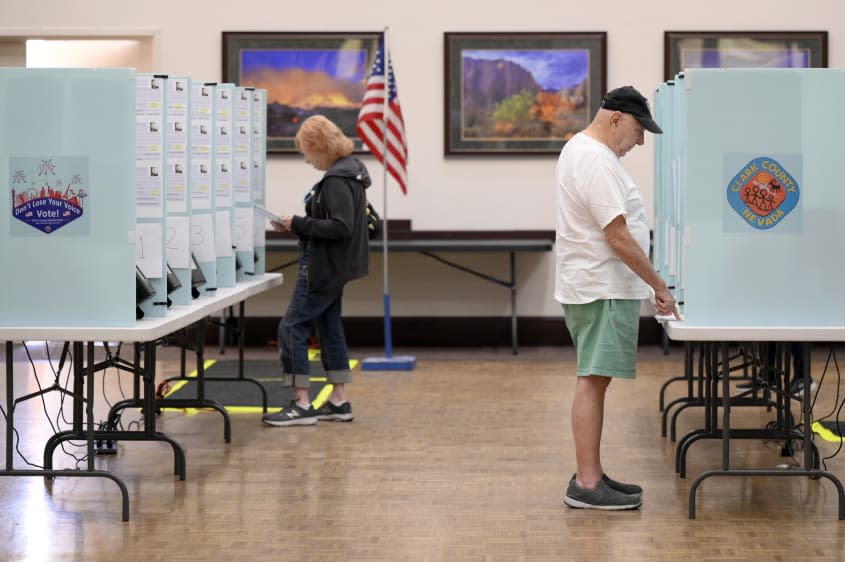 Voters cast their ballots during a day of early voting in Nevada. 