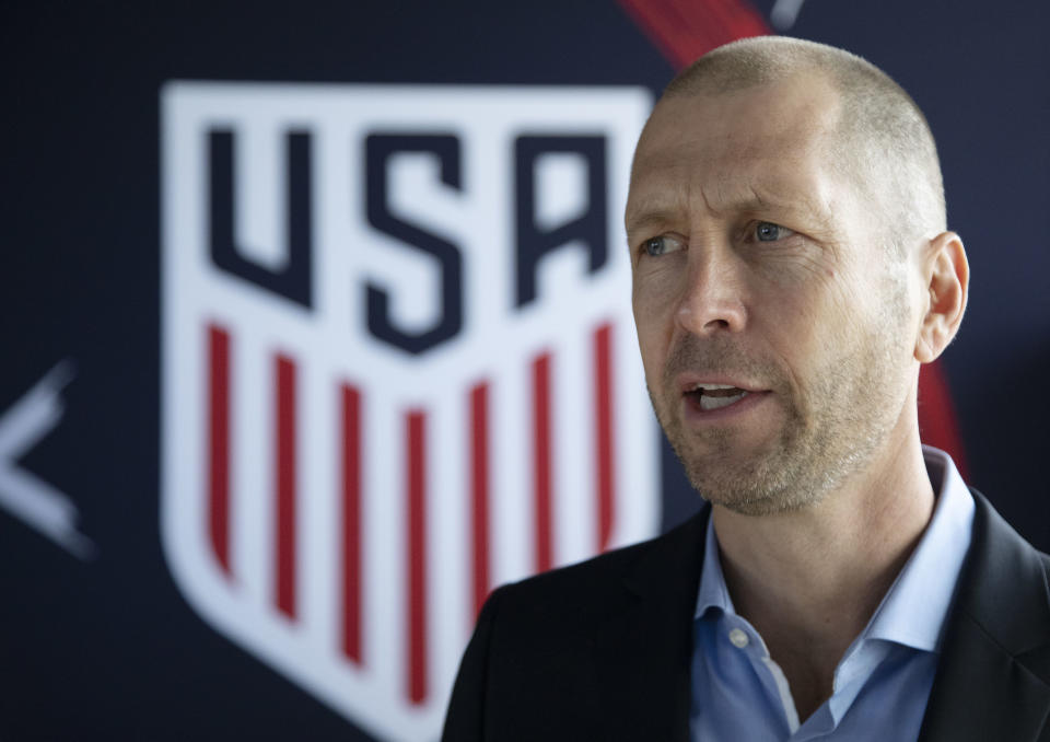 United States coach Gregg Berhalter believes the possession-based system he used in Columbus can work at the international level. (Mark Lennihan/AP)