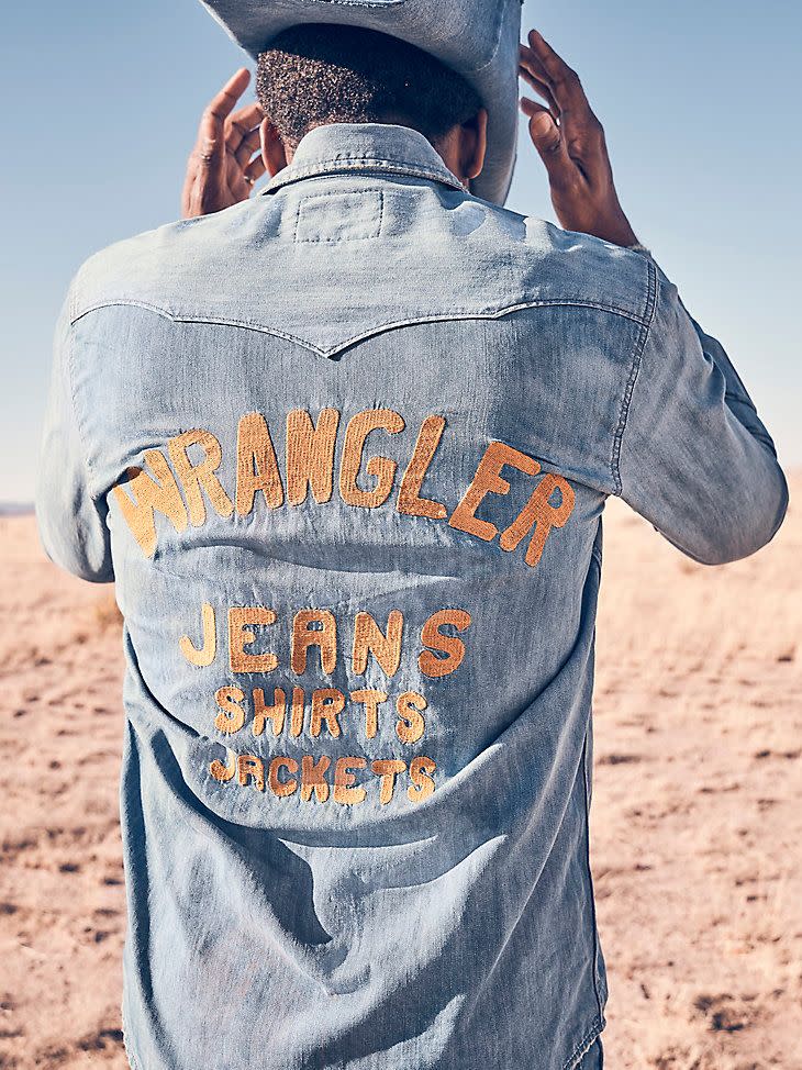 Wrangler X Leon Bridges Men's Denim Shirt in Indigo Wash