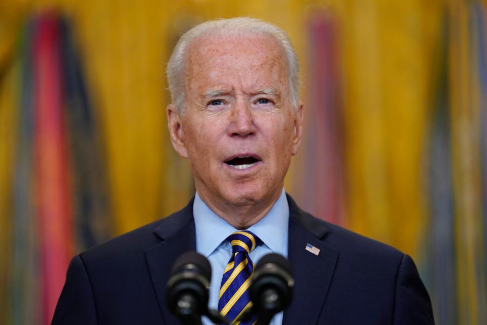 President Joe Biden speaks in the East Room of the White House, Thursday, July 8, 2021, in Washington.