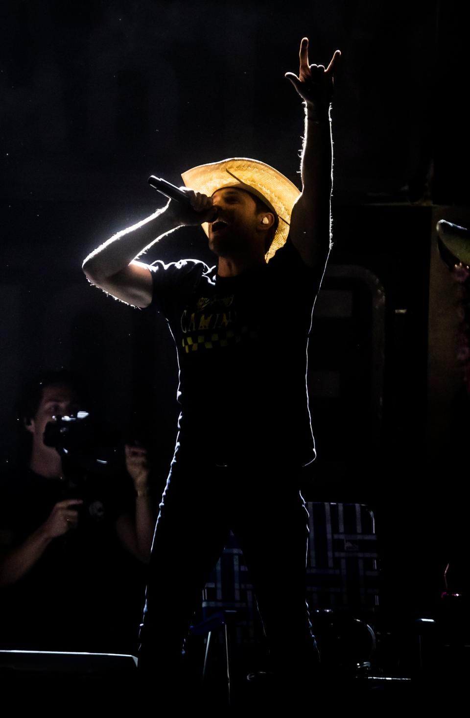 Dustin Lynch performs at Bridgestone Arena Friday, Aug 26, 2022, in Nashville, Tennessee.