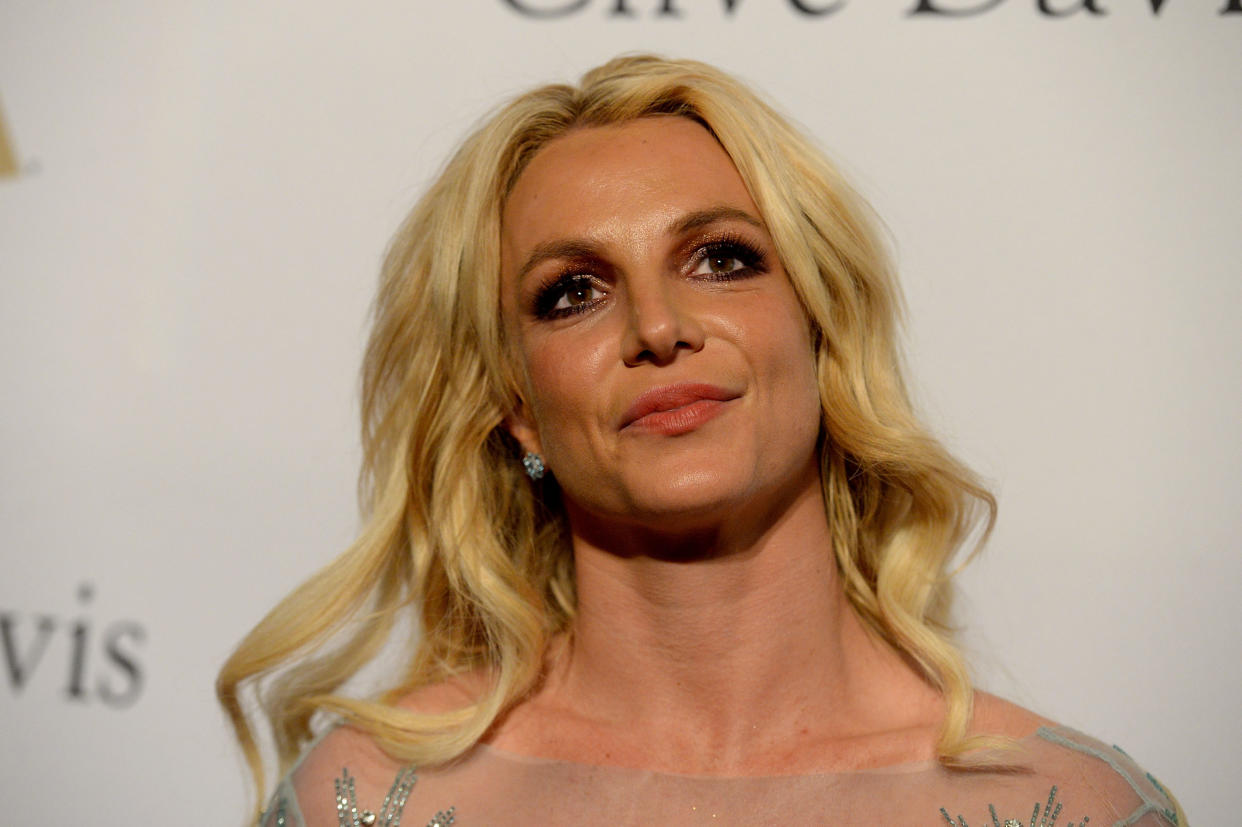 BEVERLY HILLS, CA - FEBRUARY 11:  Singer Britney Spears walks the red carpet at the 2017 Pre-GRAMMY Gala And Salute to Industry Icons Honoring Debra Lee at The Beverly Hilton Hotel on February 11, 2017 in Beverly Hills, California.  (Photo by Scott Dudelson/Getty Images)