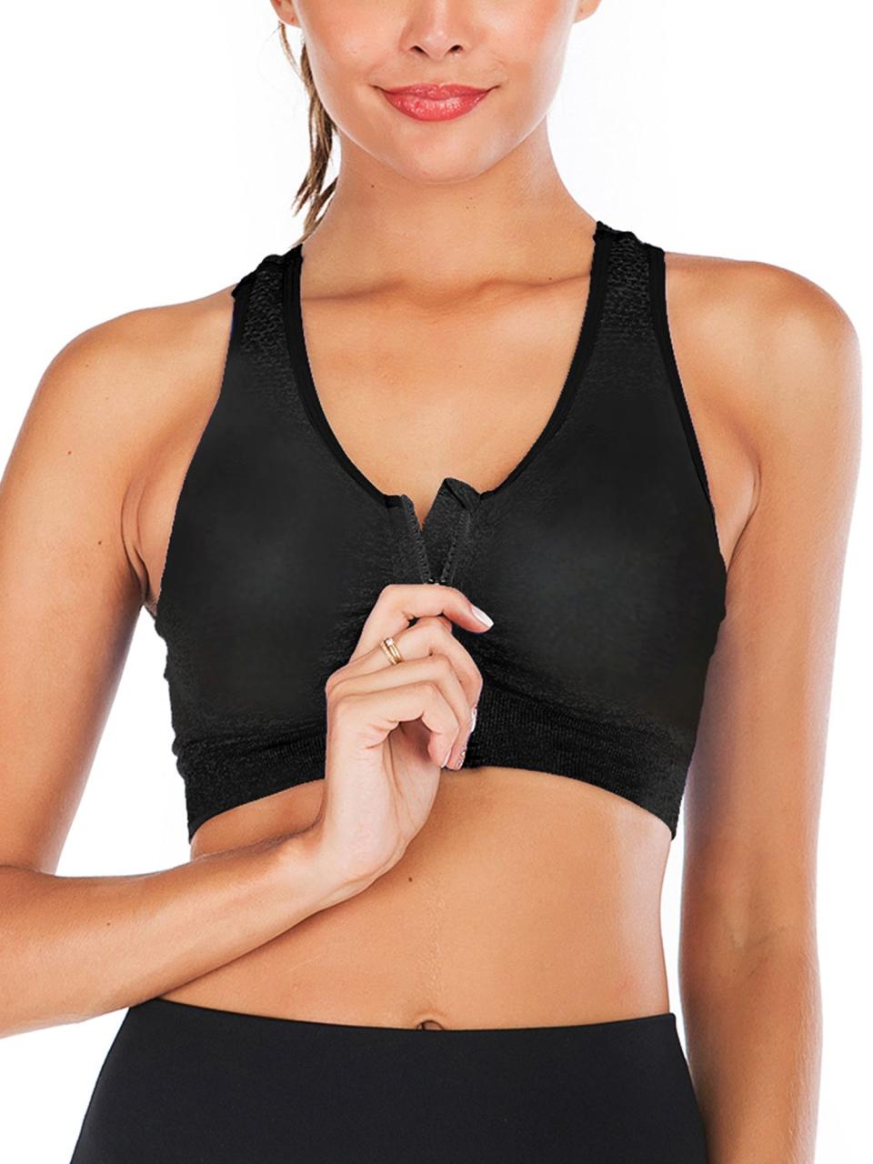 4) DODOING Women’s Front Zipper Closure Sports Bra